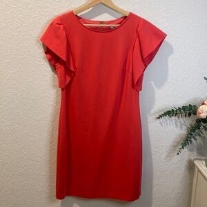 Trina Turk Pink Flutter Sleeve Sheath Dress - Size Small